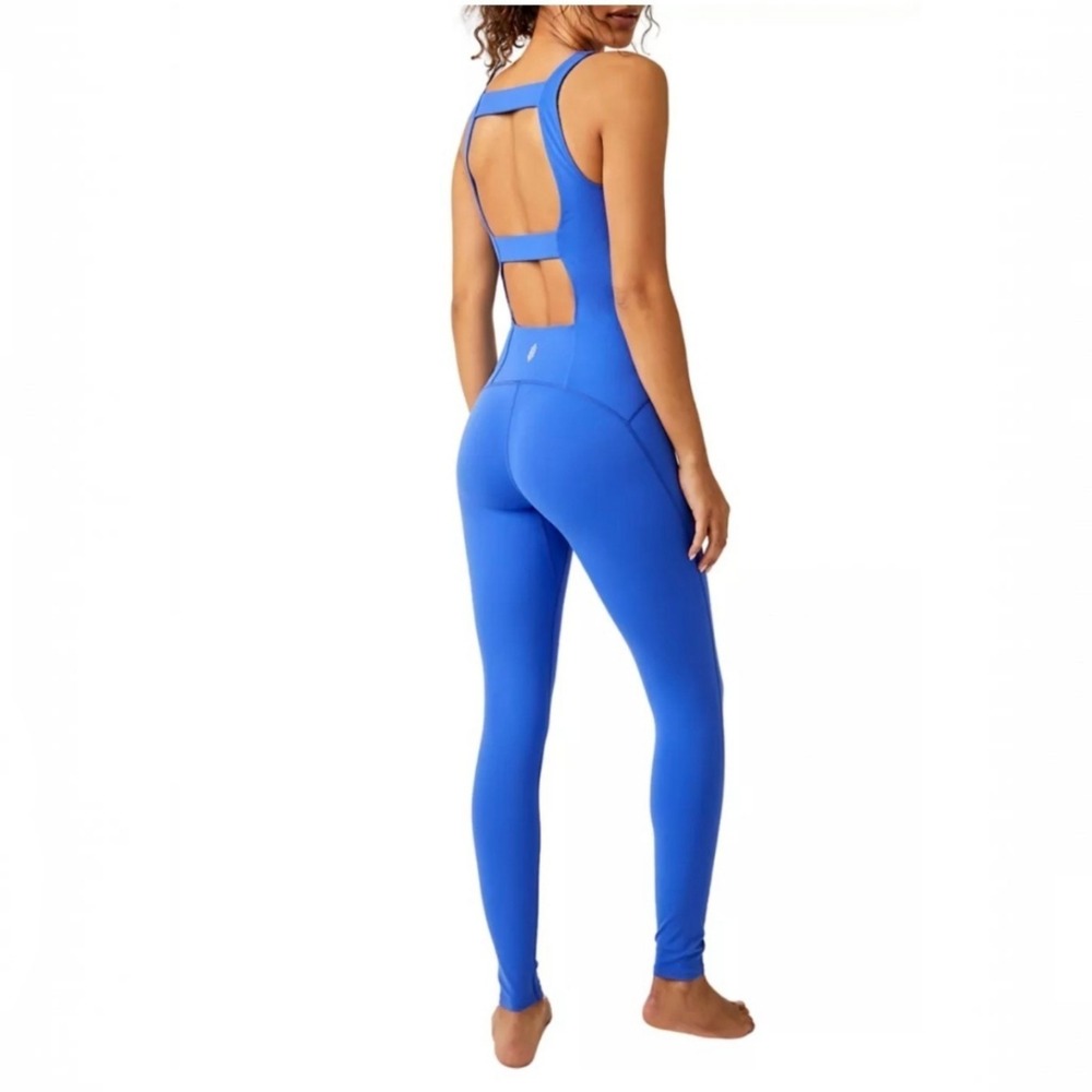 Free People FP Movement Never Better Jumpsuit Electric Cobalt Blue Medium NWT